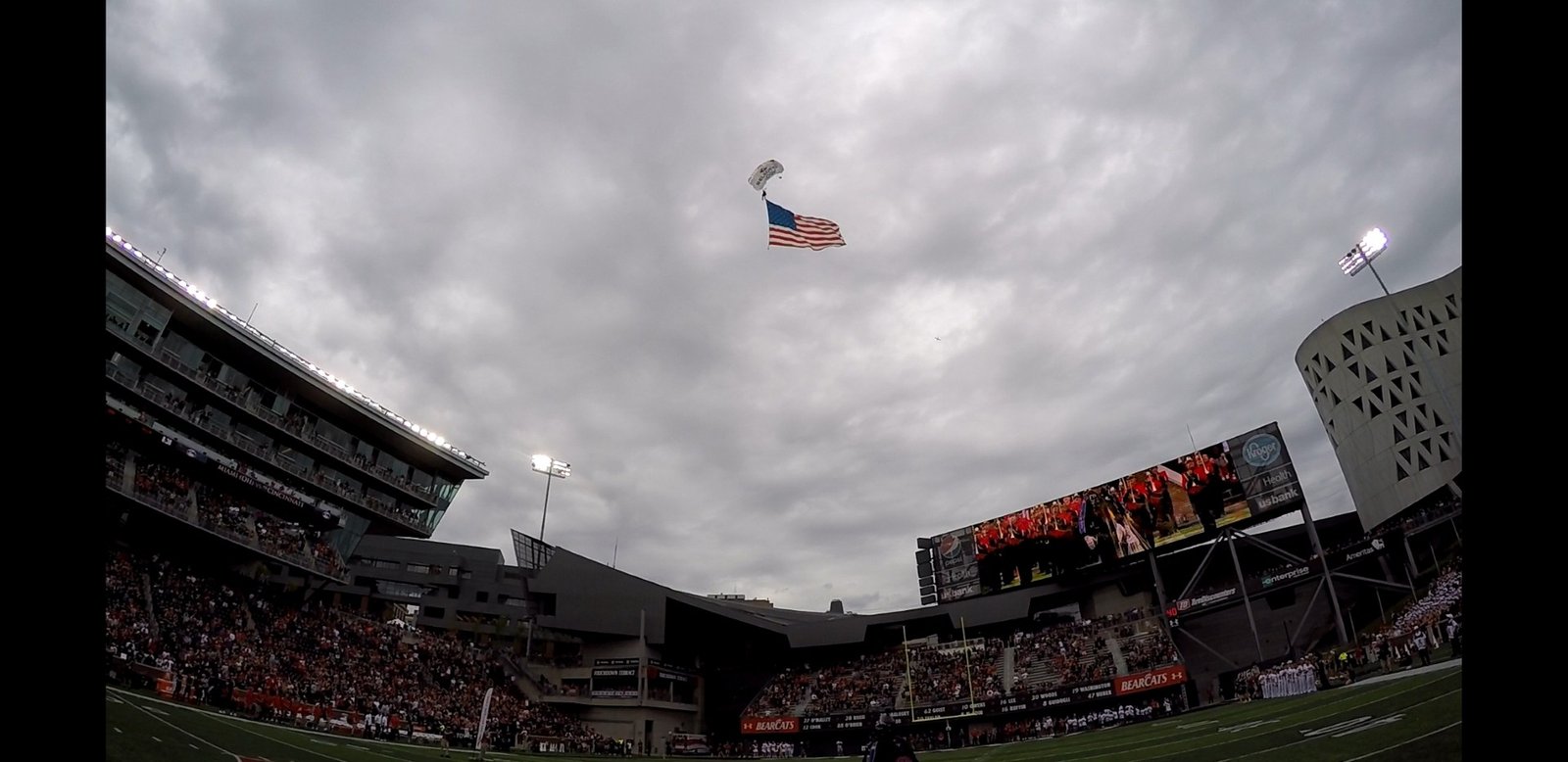 Stadium flag landing