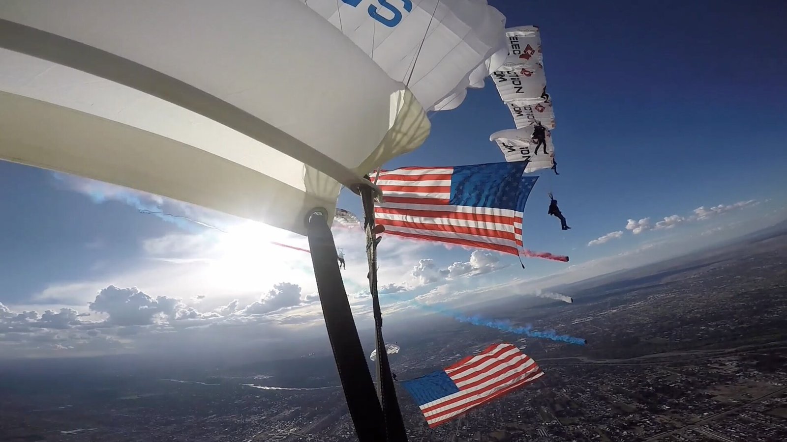 CRW 4-way diamond — flag flyby